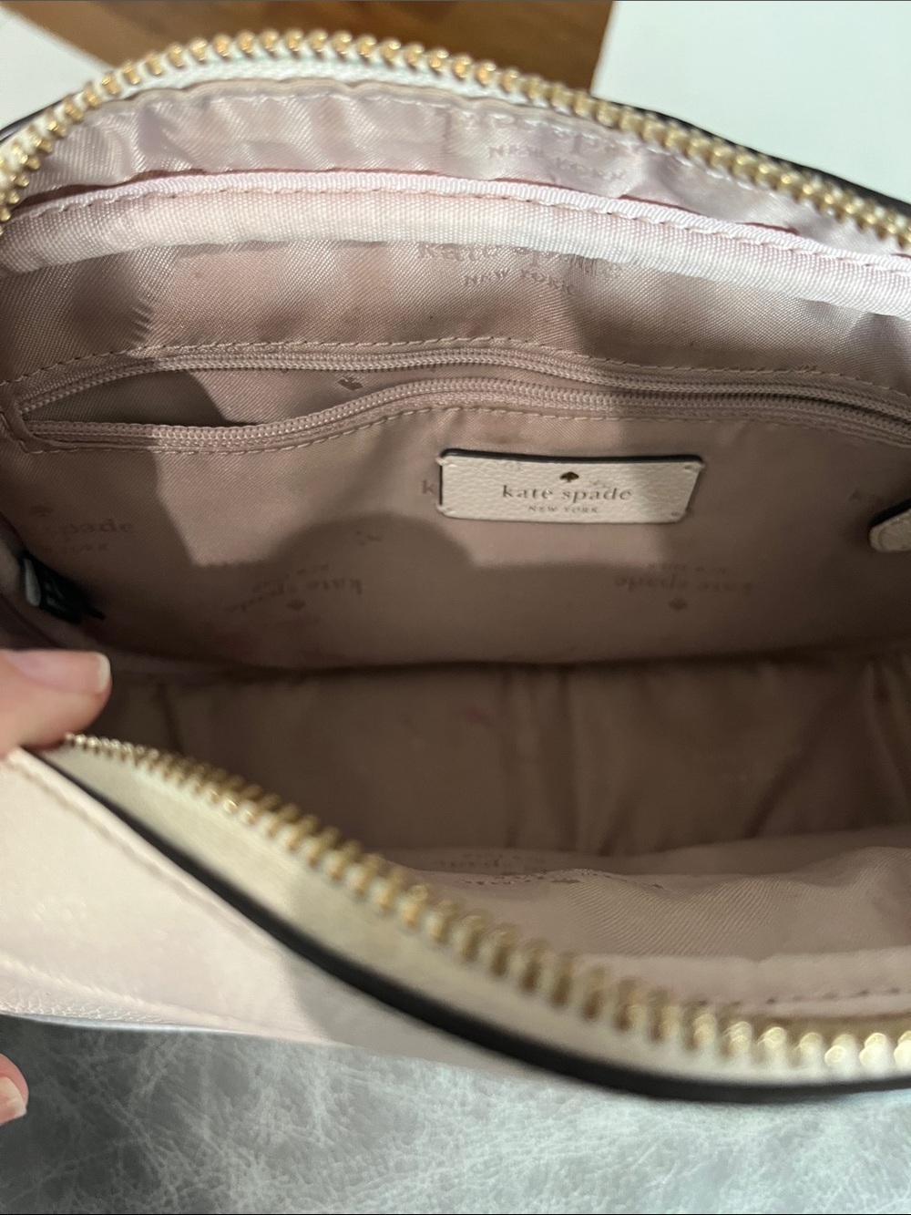 kate spade Cream Leather Crossbody with Striped Strap - Picture 6 of 8